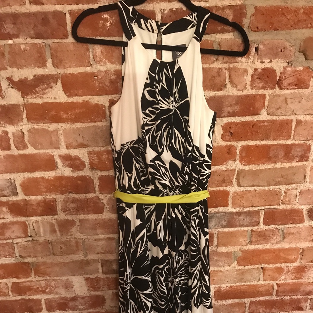 Black and white patterned maxi dress